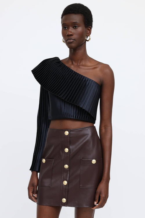 Balmain One Shoulder Plisse Top