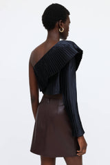 Balmain One Shoulder Plisse Top