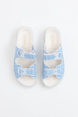 Chanel Stripe CC Dad Slide