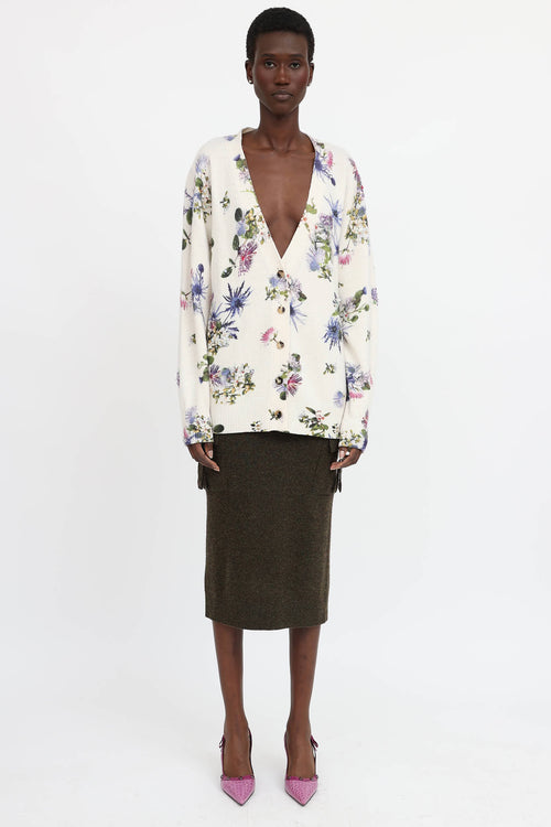 Blumarine Floral Knit Embellished Cardigan