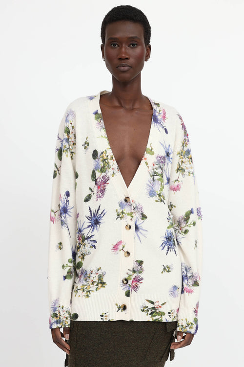 Blumarine Floral Knit Embellished Cardigan