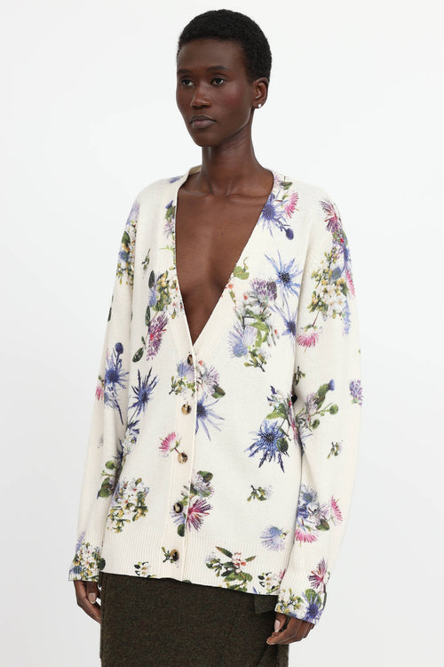 Blumarine Floral Knit Embellished Cardigan