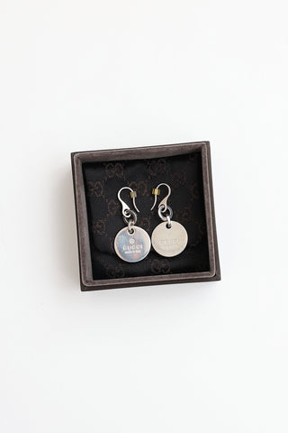 Gucci Sterling Silver Logo Coin Earrings