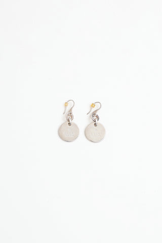 Gucci Sterling Silver Logo Coin Earrings