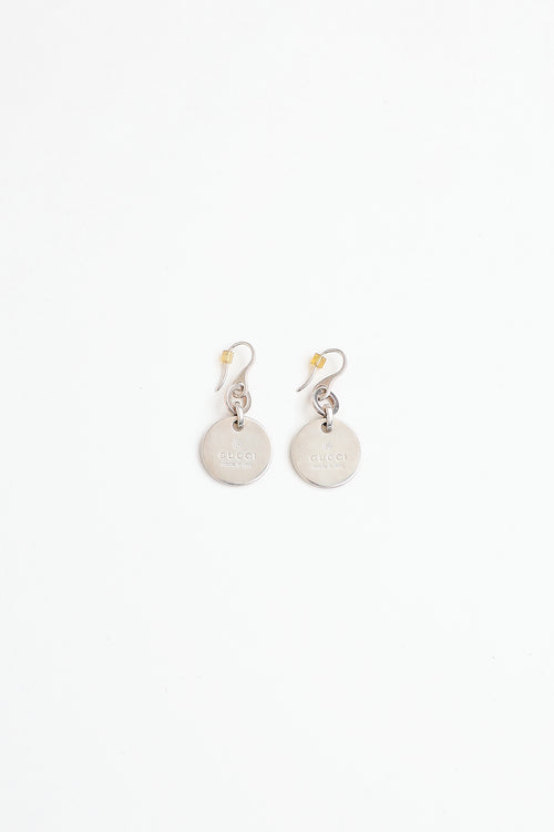 Gucci Sterling Silver Logo Coin Earrings