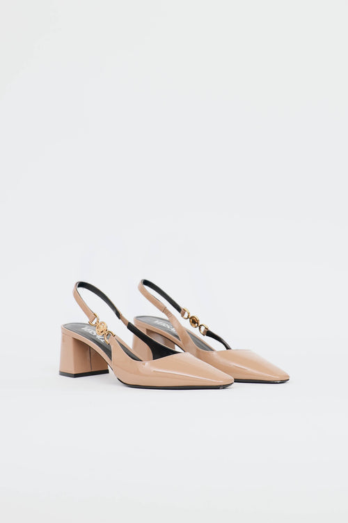 Versace Patent Medusa 95 Slingback Pump