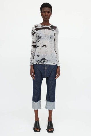 Galliano C. 2010s Mesh Comic Top