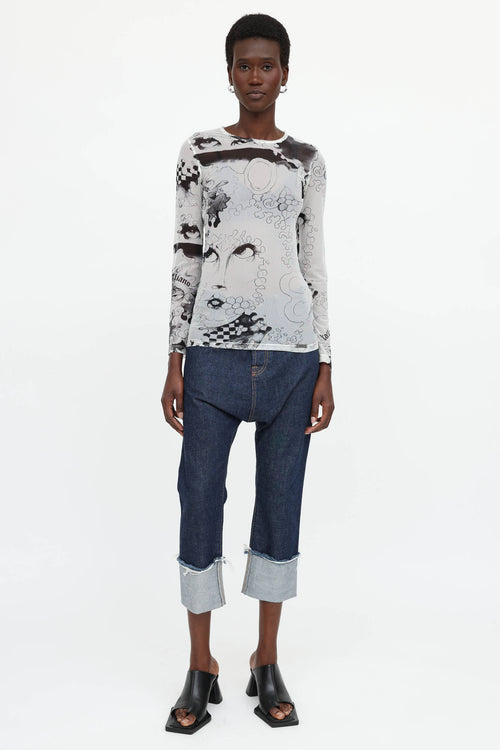 Galliano C. 2010s Mesh Comic Top