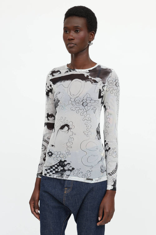 Galliano C. 2010s Mesh Comic Top