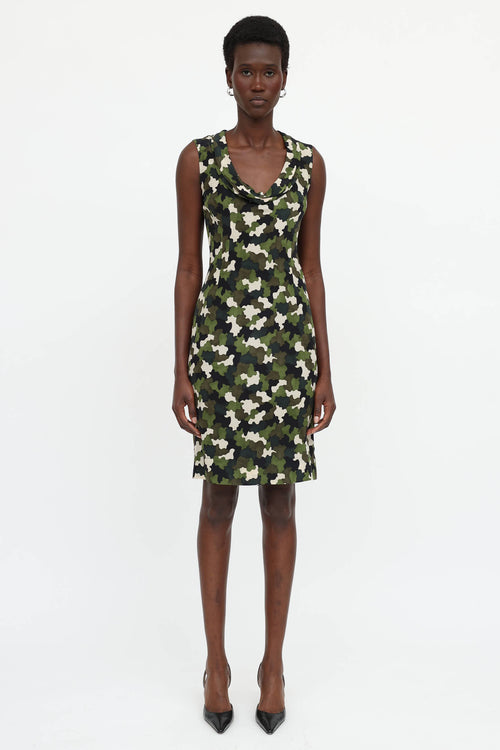 Prada Fall 2010 Camo Cowl Neck Dress