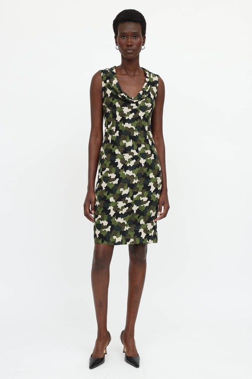 Prada Fall 2010 Camo Cowl Neck Dress