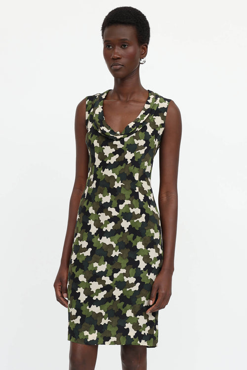 Prada Fall 2010 Camo Cowl Neck Dress