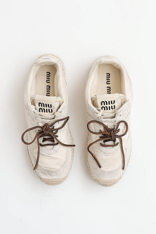 Miu Miu Ecru Gymnasium Sneaker