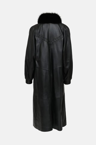C. 1970's Leather & Fur Coat