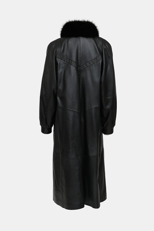 C. 1970's Leather & Fur Coat