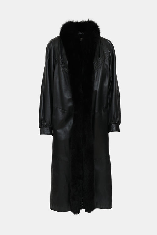 C. 1970's Leather & Fur Coat