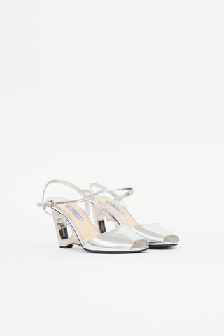 Prada Cut Out Heart Wedge Sandal