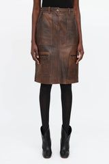 Celine Leather Cargo Skirt
