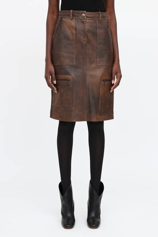 Celine Leather Cargo Skirt