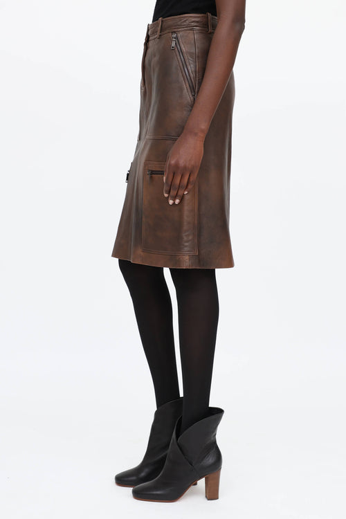 Celine Leather Cargo Skirt