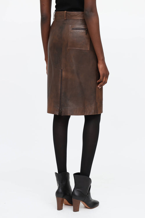Celine Leather Cargo Skirt