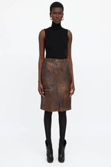 Celine Leather Cargo Skirt