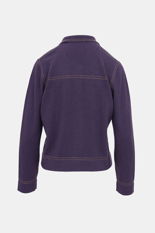 Black Goat Cashmere Stitched Jacket