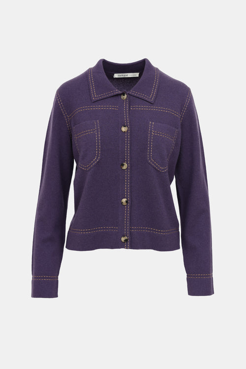 Black Goat Cashmere Stitched Jacket