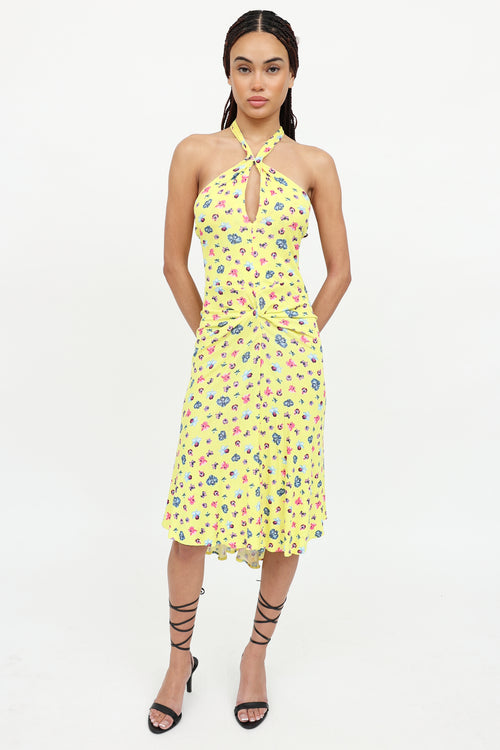 Versace C. 2000's Halter Floral Dress