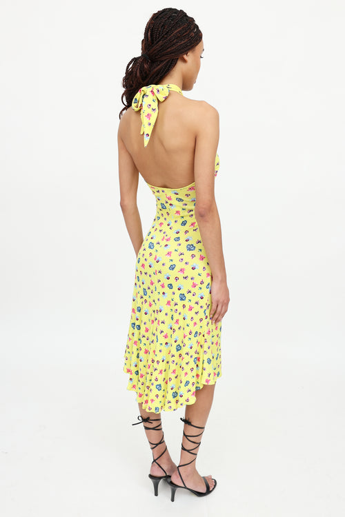 Versace C. 2000's Halter Floral Dress