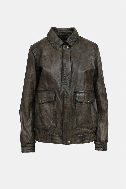 Notyz Leather Bomber Jacket