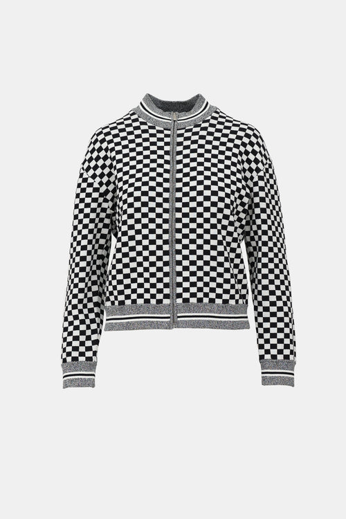 Dior Summer 2018 J'Adior Knit Checkered Bomber Jacket