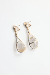 Fine Jewelry 14K Yellow Gold Crystal Quartz & Diamond Drop Earrings