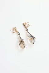 Fine Jewelry 14K Yellow Gold Crystal Quartz & Diamond Drop Earrings