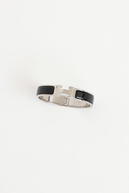 Hermès Palladium Noir Narrow Clic H Bracelet