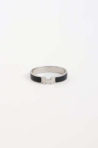 Hermès Palladium Noir Narrow Clic H Bracelet