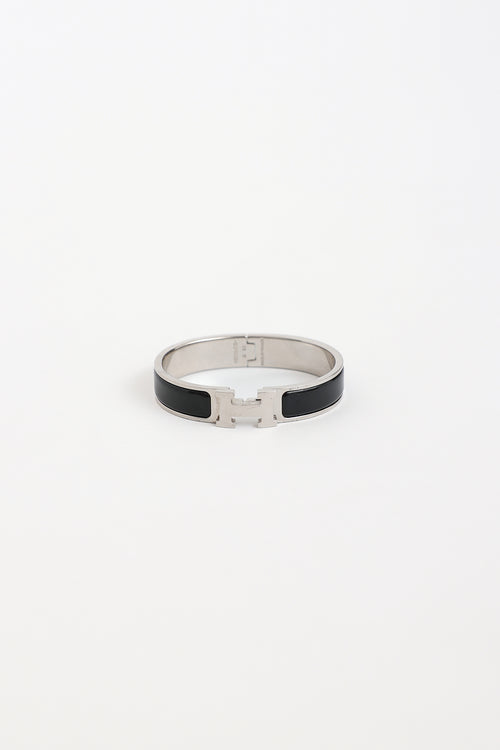 Hermès Palladium Noir Narrow Clic H Bracelet