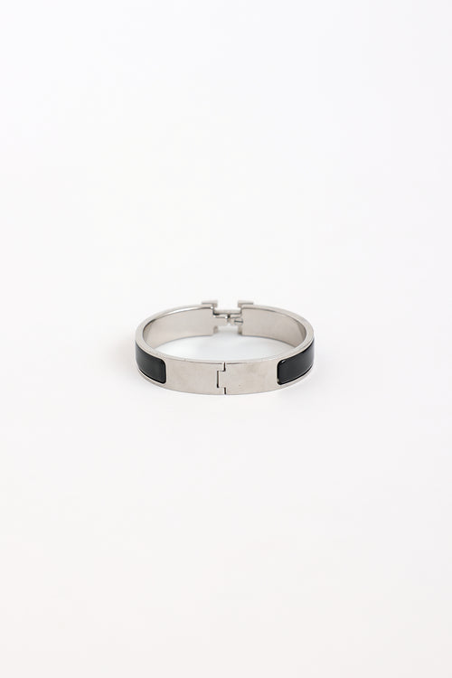 Hermès Palladium Noir Narrow Clic H Bracelet