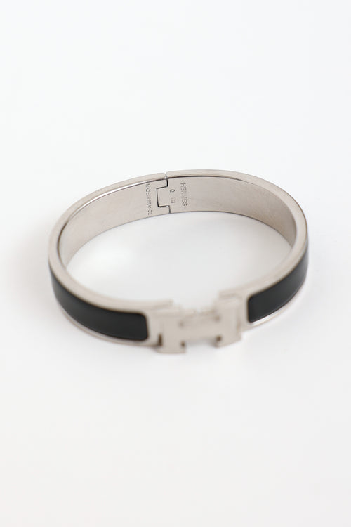 Hermès Palladium Noir Narrow Clic H Bracelet