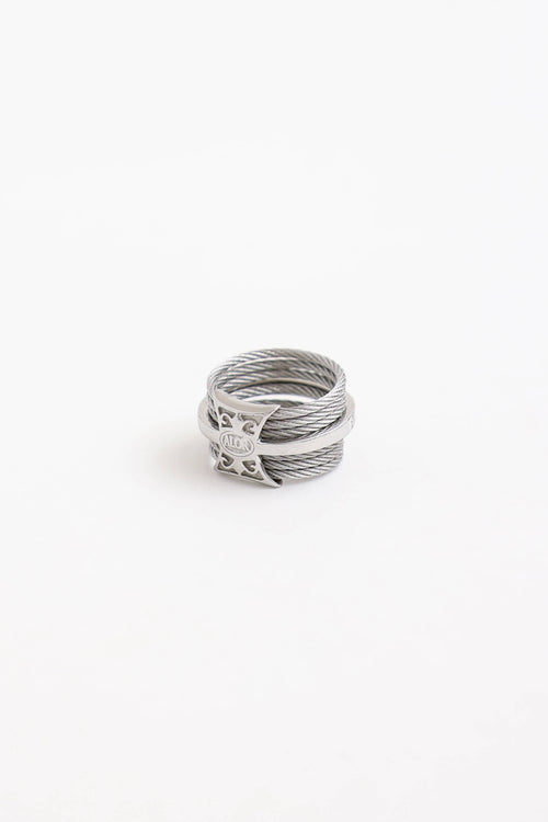 Alors 18K White Gold Diamond Multiband Cable Ring