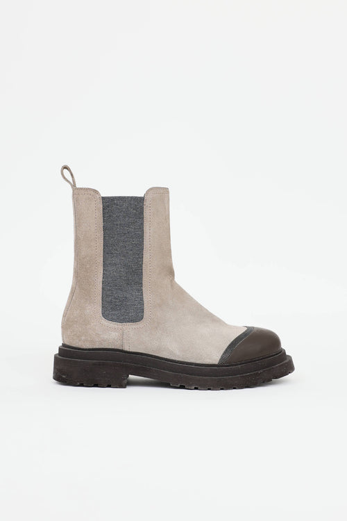 Brunello Cucinelli Suede Monili Boot