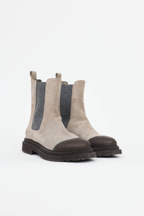 Brunello Cucinelli Suede Monili Boot
