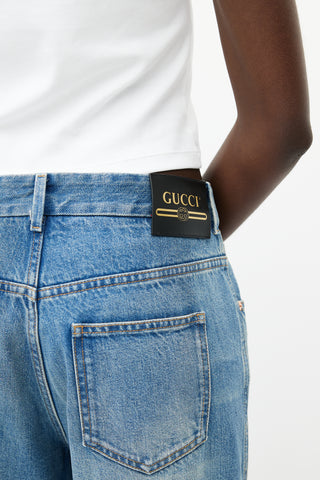 Gucci Blue Medium Wash Flared Denim Jeans