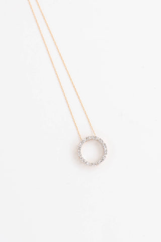 Fine Jewelry 10K Yellow Gold Diamond Circle Necklace