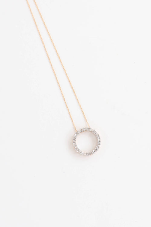 Fine Jewelry 10K Yellow Gold Diamond Circle Necklace