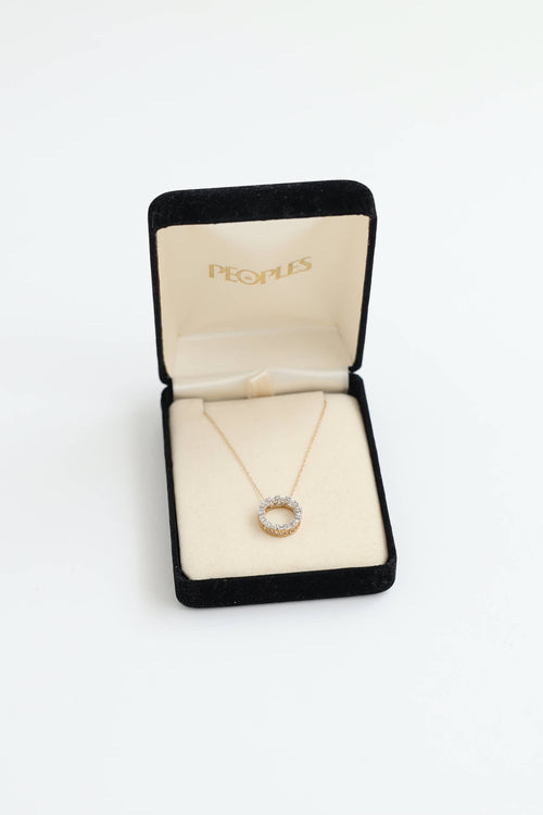 Fine Jewelry 10K Yellow Gold Diamond Circle Necklace