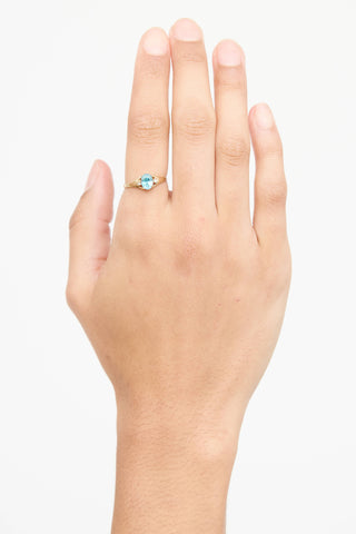 Fine Jewelry 10K Yellow Gold Zircon Diamond Ring