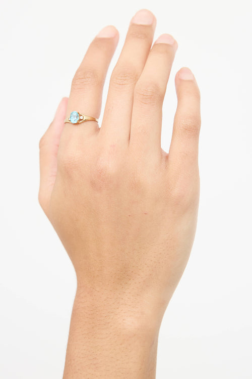 Fine Jewelry 10K Yellow Gold Zircon Diamond Ring