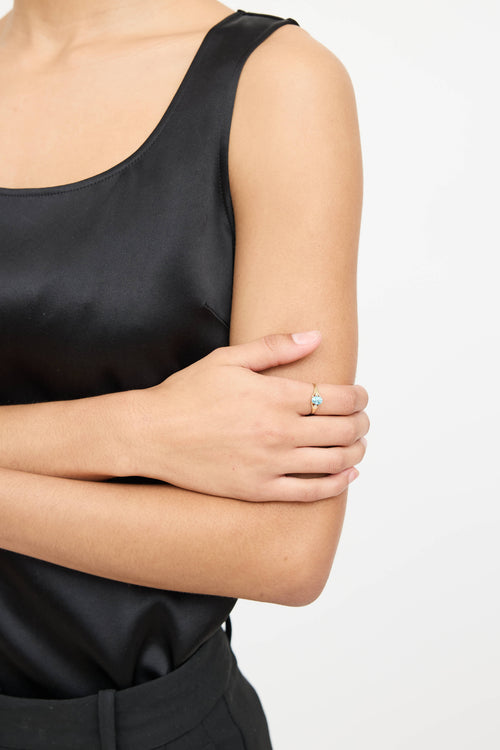 Fine Jewelry 10K Yellow Gold Zircon Diamond Ring