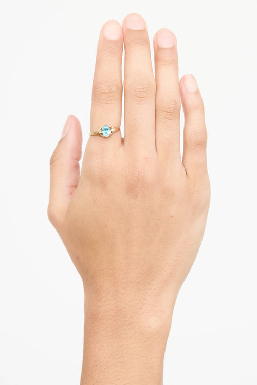 Fine Jewelry 10K Yellow Gold Zircon Diamond Ring